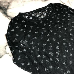 Black and White Heart Long Sleeve Shirt